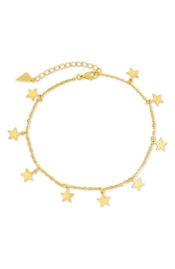 Sterling Forever Sabina Star Charm Anklet In Gold