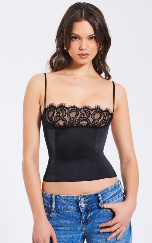 Miss Circle Padma Satin Lace Bustier Corset Top In Black