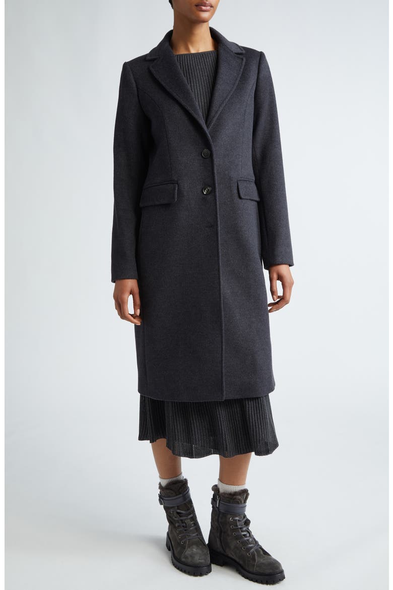 Virgin Wool Long Coat, Main, color, CARBON