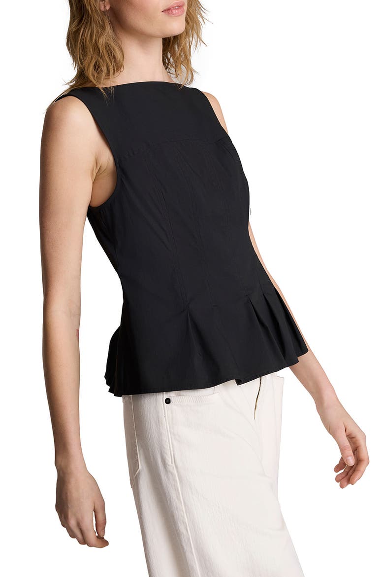 Sleeveless Pleated Peplum Top, Alternate, color, BLACK