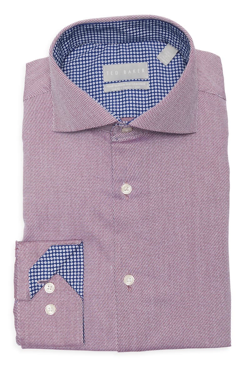 Slim Fit Four Season Performance Dress Shirt, Alternate, color, BERRY
