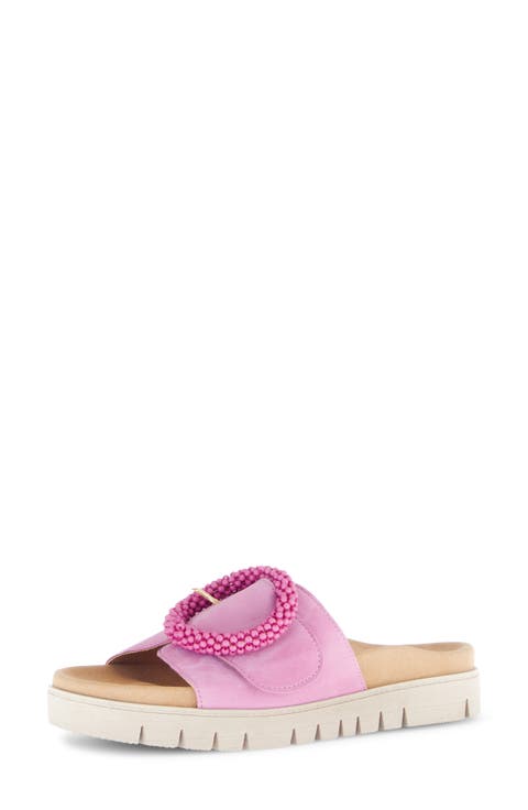 Beaded Buckle Slide Sandal (Women)