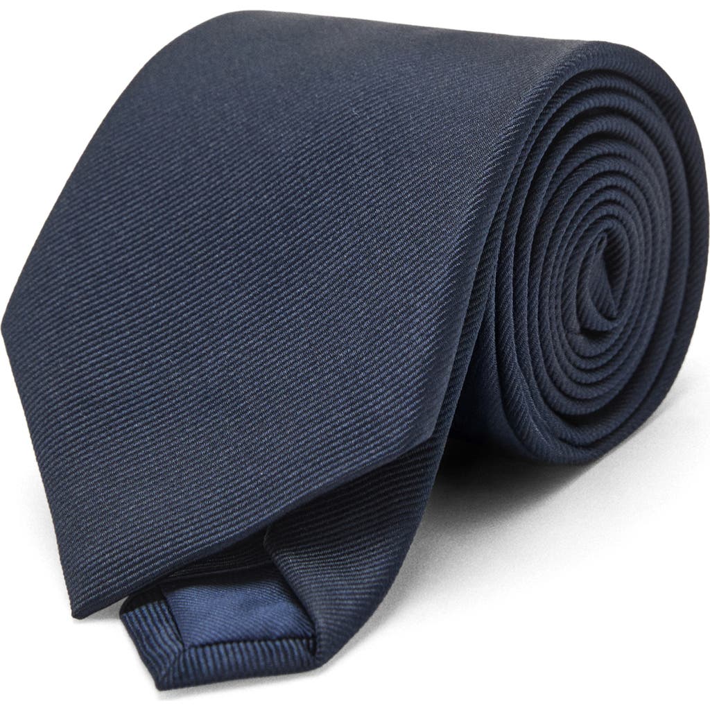 Mango Solid Silk Blend Twill Tie In Blue