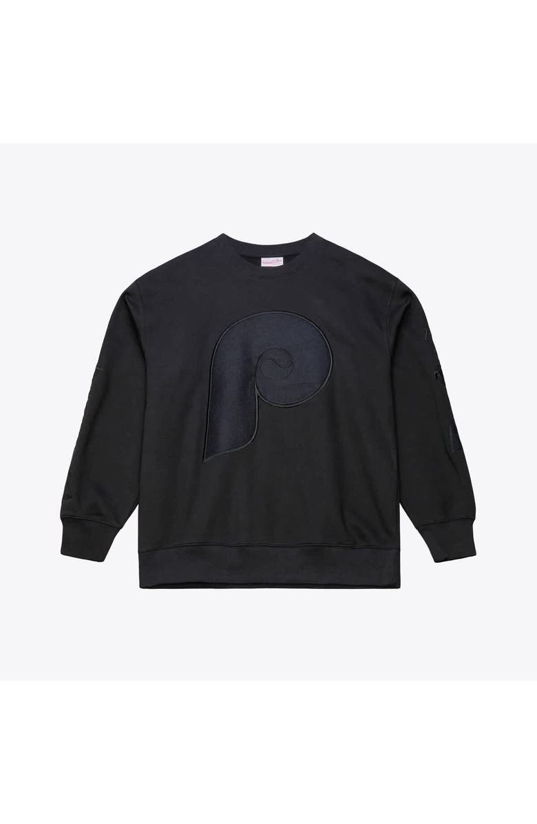 Mitchell & Ness Men's Mitchell & Ness  Black Philadelphia Phillies Phantom Fleece Crewneck Sweatshirt, Main, color, Black