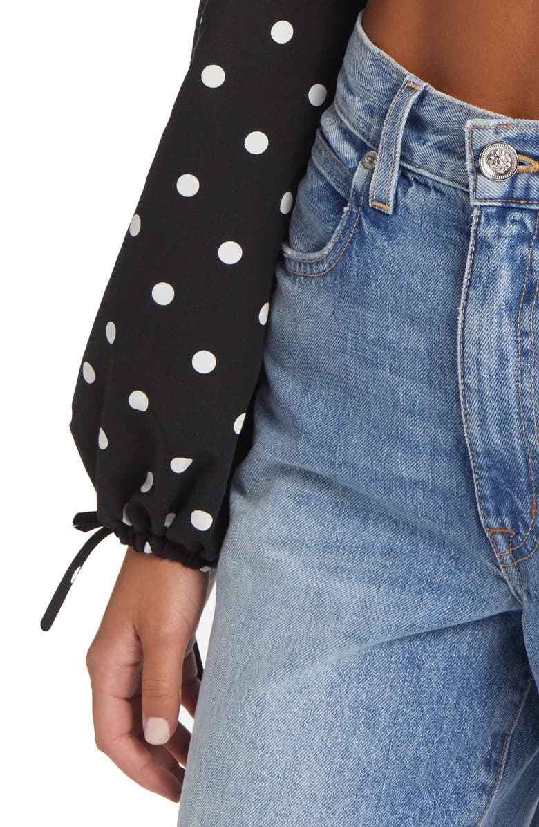 Topshop Spot Corset Crop Top, Alternate, color,