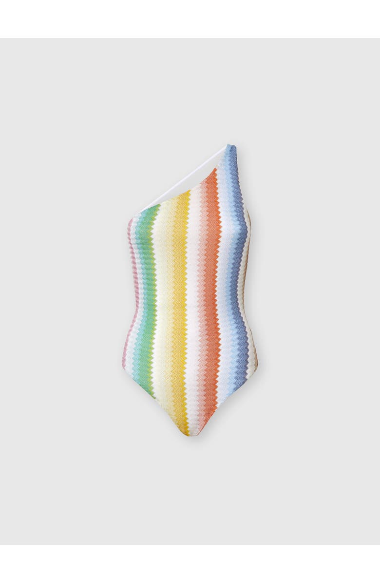 Missoni One-shoulder One-piece Swimsuit With Dégradé Zigzag Pattern, Main, color, Multicoloured
