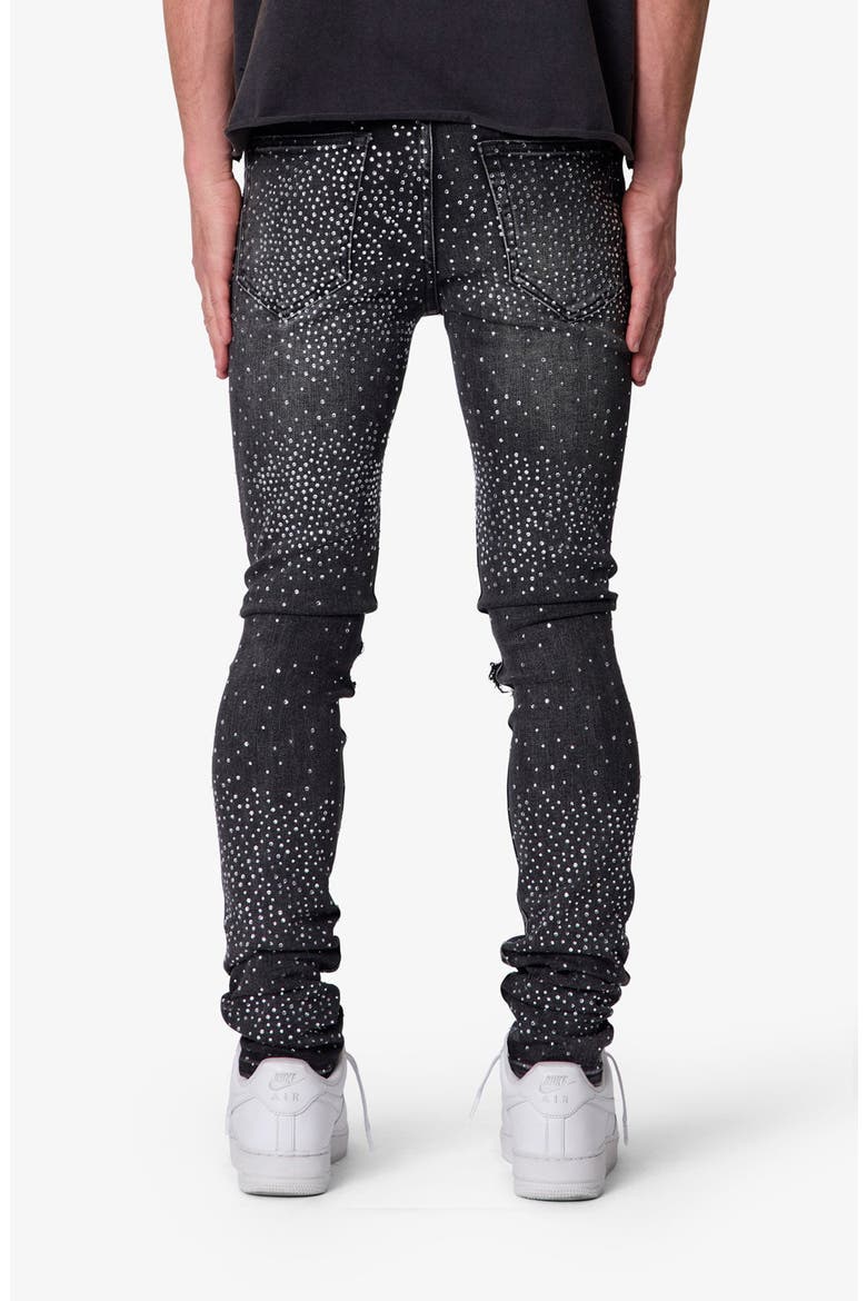 Rhinestone Distressed Skinny Jeans, Alternate, color, VINTAGE BLACK