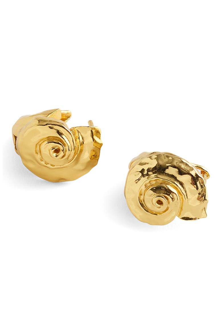 Shell Hoop Earrings, Main, color, ANTIQUE GOLD