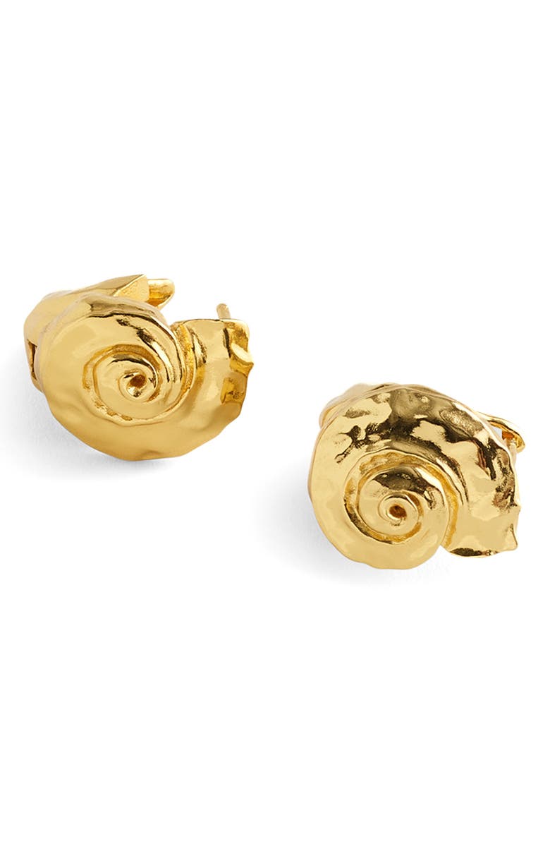 Madewell Shell Hoop Earrings, Main, color, Antique Gold