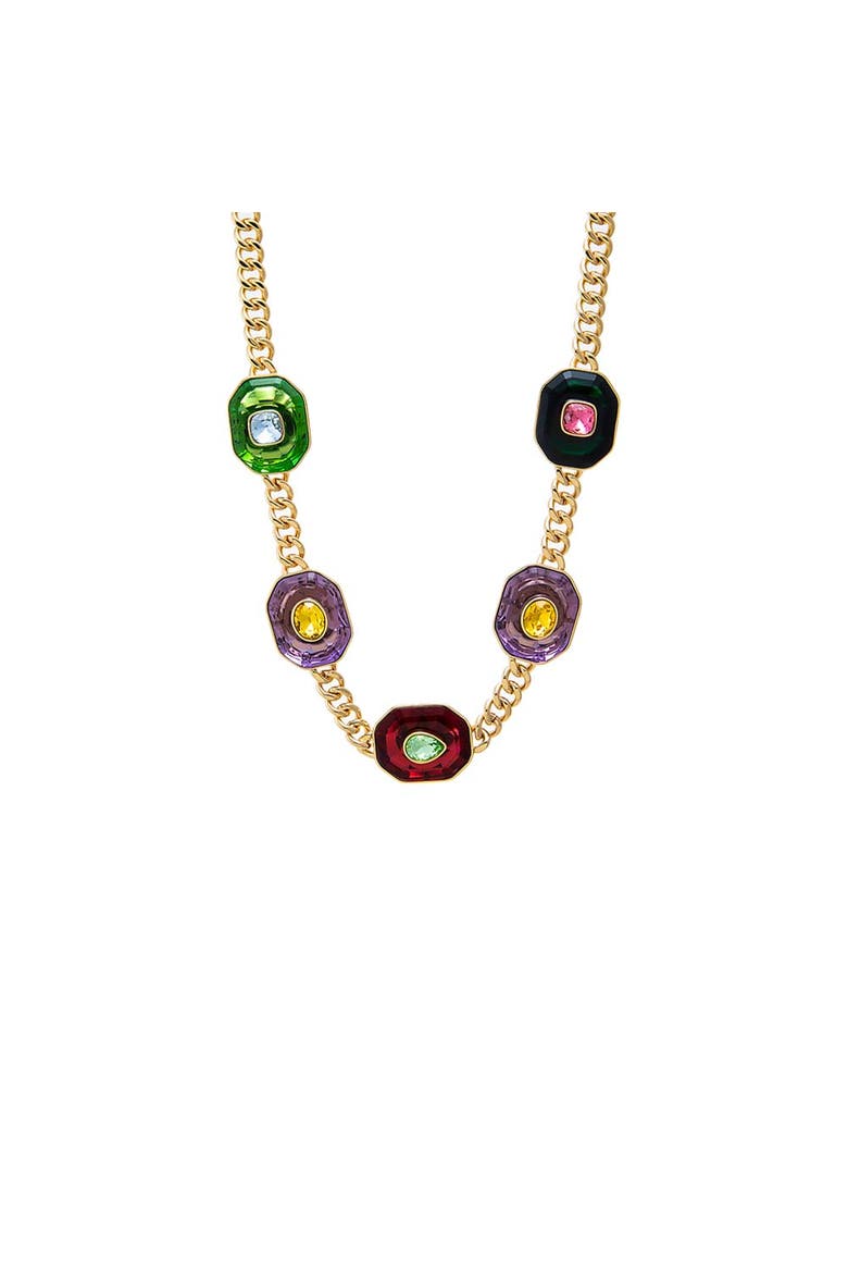 Fancy Colored Octagon Cuban Link Necklace, Main, color, Multi-Color