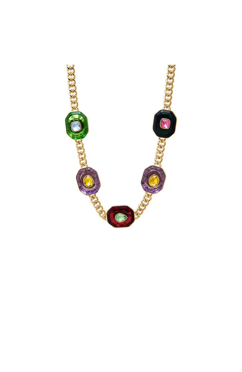 BY ADINA EDEN Fancy Colored Octagon Cuban Link Necklace, Main, color, Multi-Color