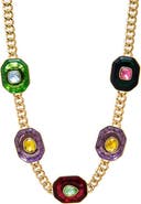 BY ADINA EDEN Fancy Colored Octagon Cuban Link Necklace