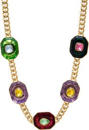 BY ADINA EDEN Fancy Colored Octagon Cuban Link Necklace