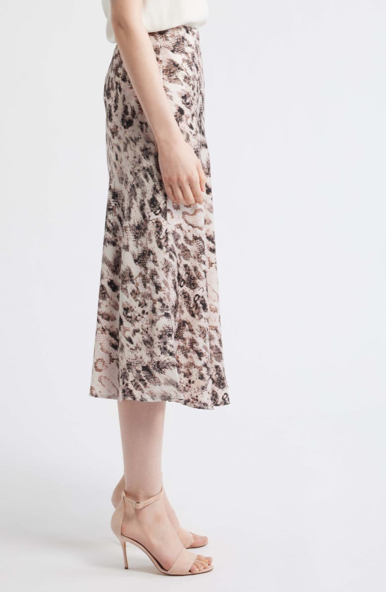 Tahari ASL Print Satin Maxi Skirt, Alternate, color, Mocha Snake