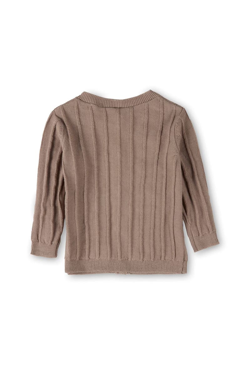 3D Knit Ribbed Long-Sleeve Cardigan, Alternate, color, Almond