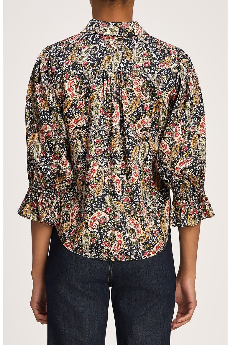 Rose Paisley Three Quarter Sleeve Shirt, Alternate, color, BLACK MULTI