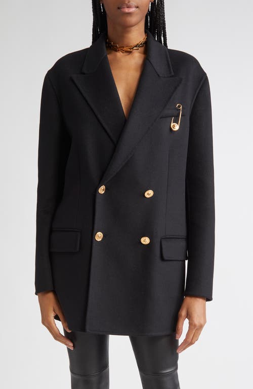 Versace Double-breasted Cachemire Blend Jacket In Black