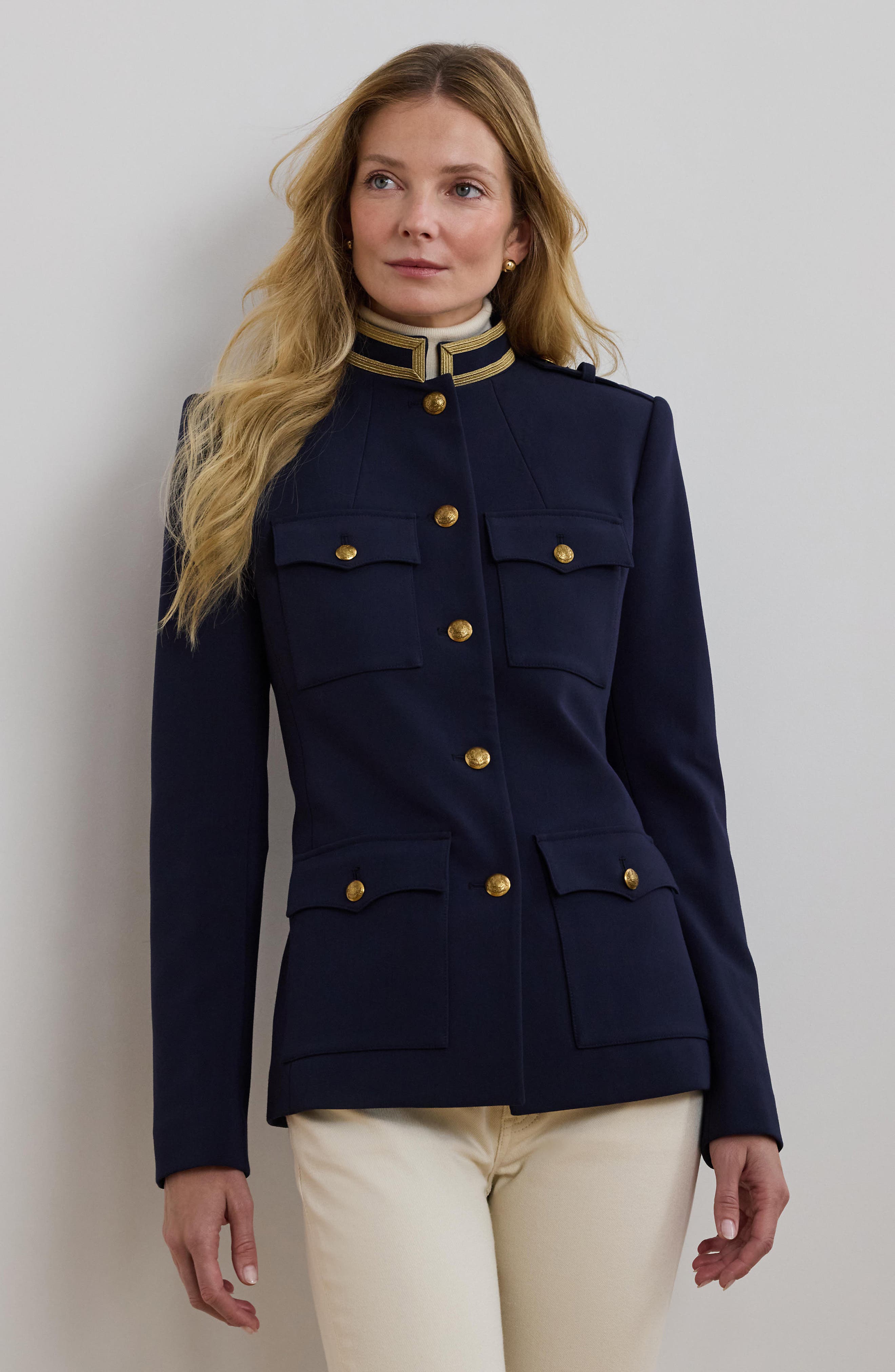 Metallic Trim Twill Military Jacket - image 2