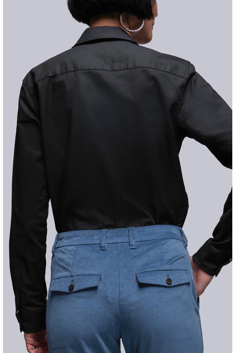 The Essential Long Sleeve Oxford Button Up, Alternate, color, BLACK
