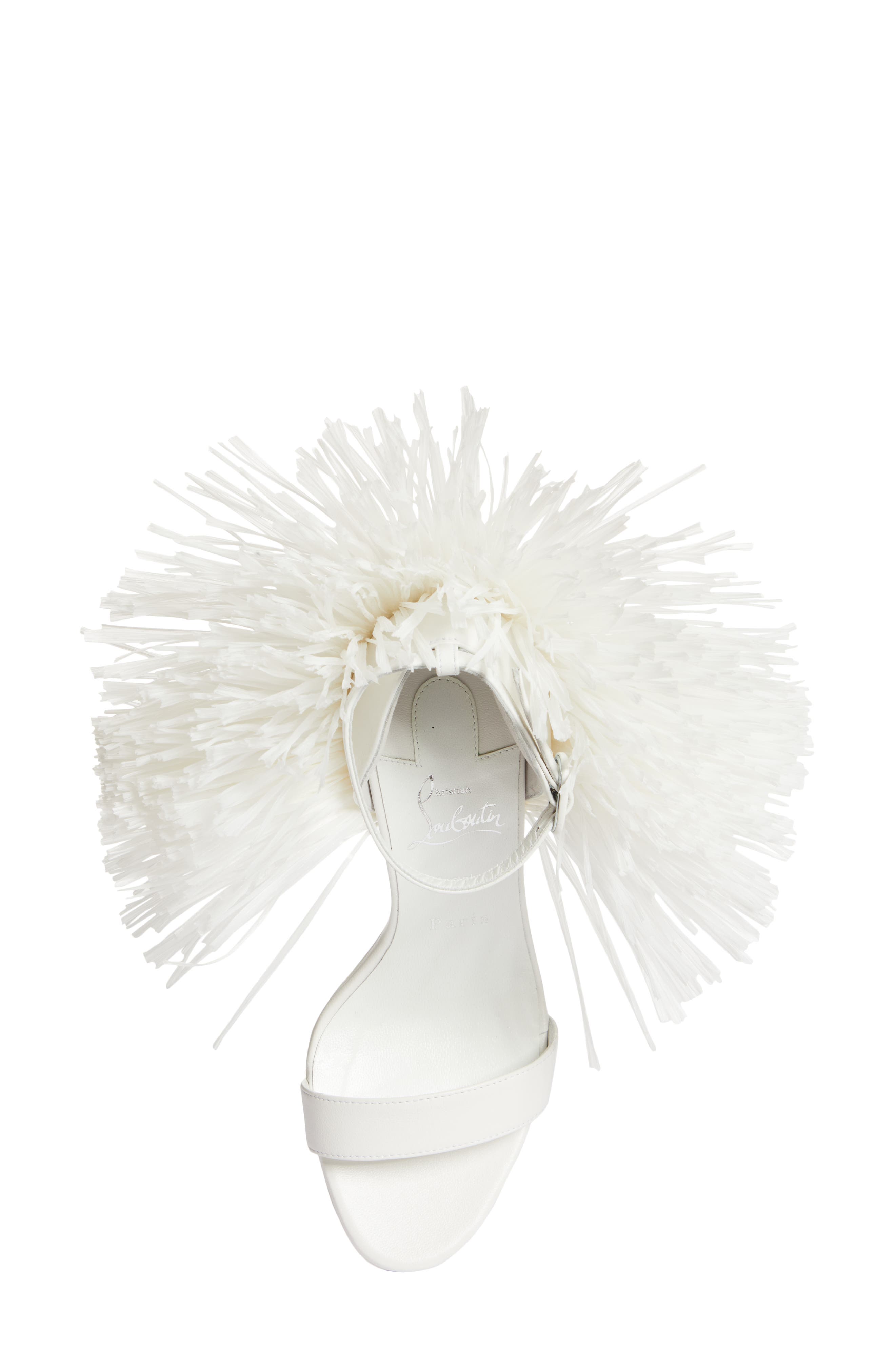 Christian Louboutin Loubigirl Raffia Fringe Sandal, Alternate, color, 