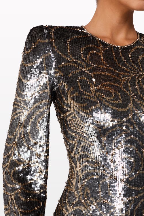 Jenny Packham Paradise Sequin-embellished Puff-sleeve Maxi Dress In Black