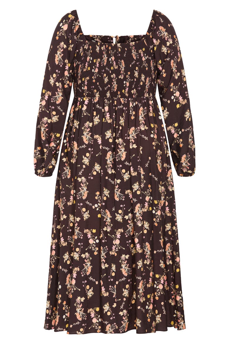 Abbigail Floral Print Long Sleeve Maxi Dress, Alternate, color, COCOA BLOOM