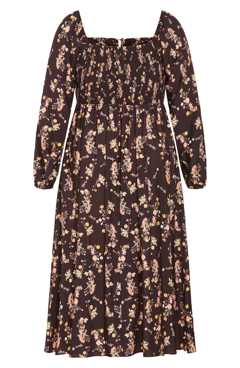City Chic Abbigail Floral Print Long Sleeve Maxi Dress, Alternate, color, Cocoa Bloom