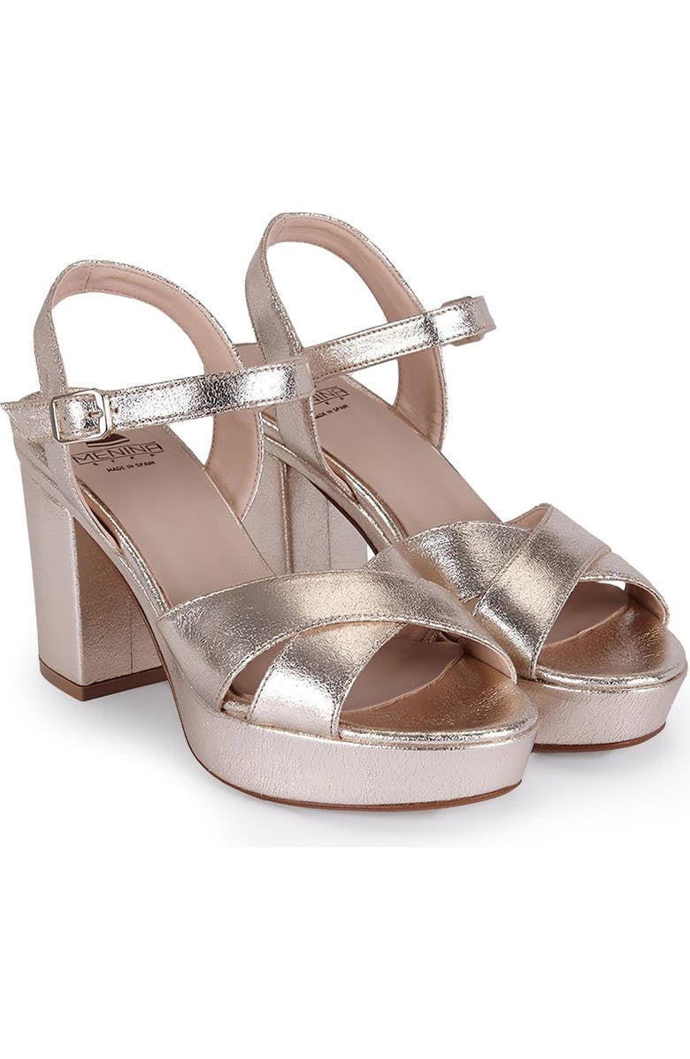 Menina Step Pippa Leather Platform Sandal, Alternate, color, Metallic Champagne