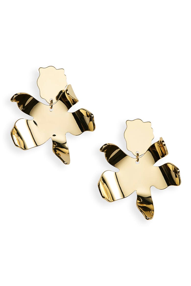 Lily Drop Earrings, Main, color, GOLD