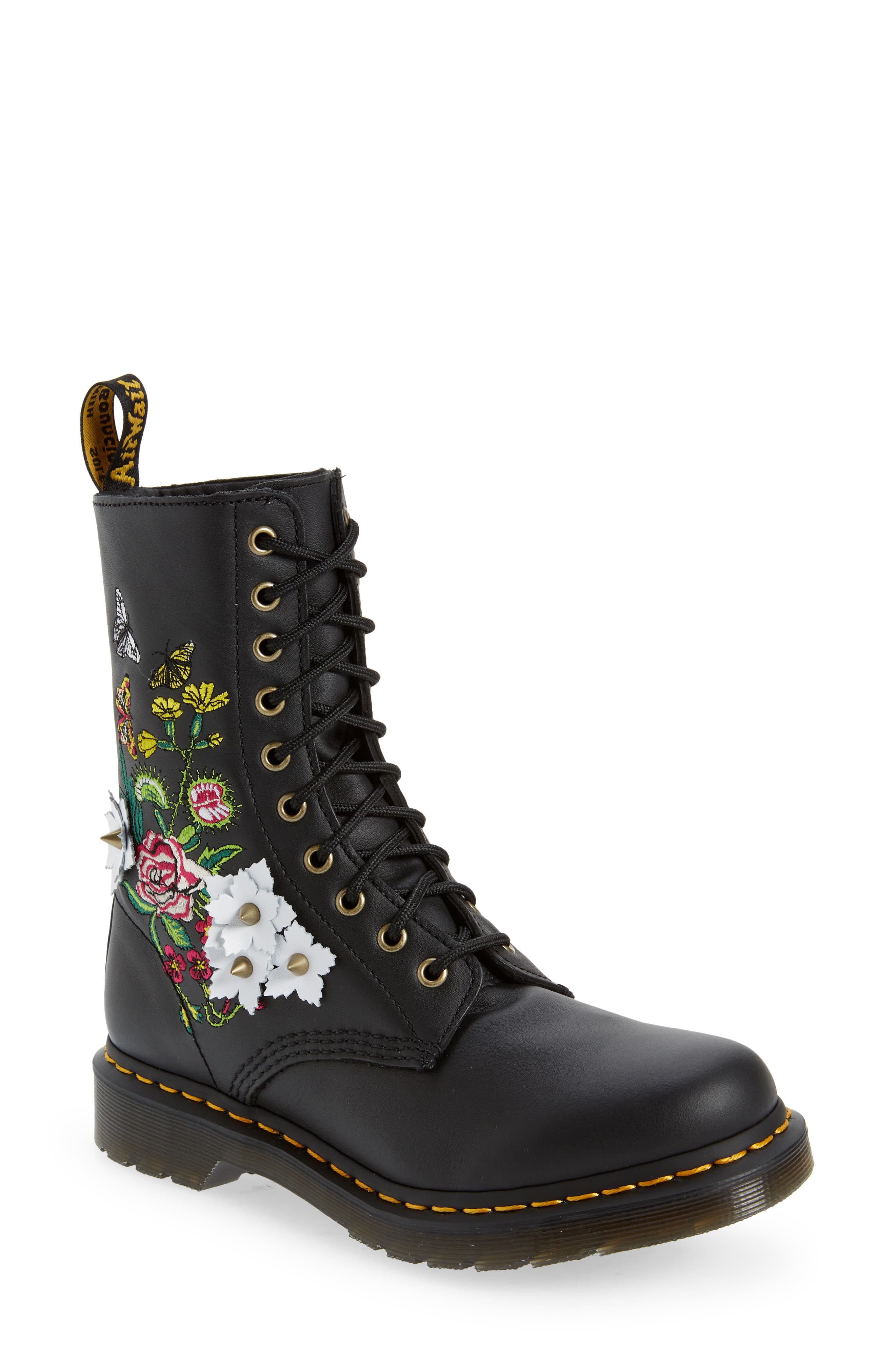 Dr. Martens 1490 Floral Bloom Combat Boot, Main, color, 