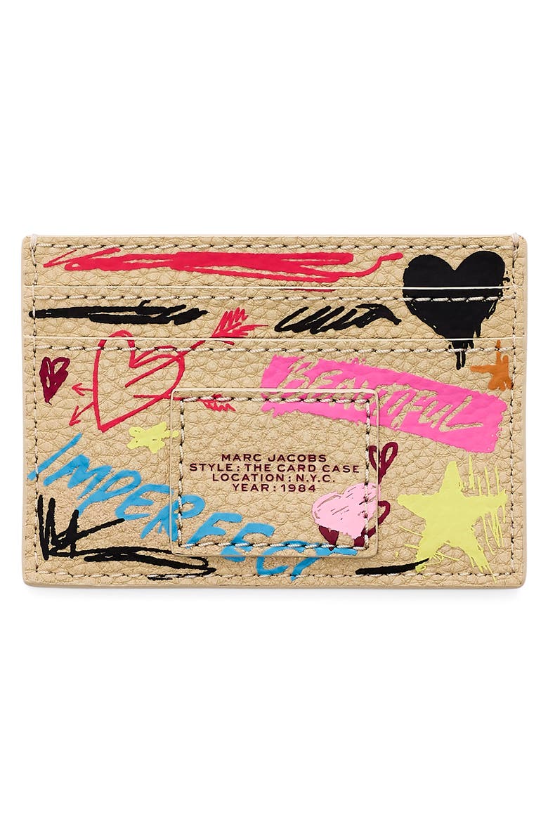 The Punk Scribble Card Case, Alternate, color, BEIGE MULTI