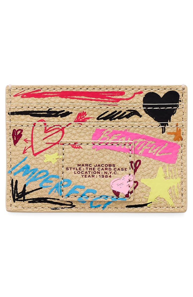 Marc Jacobs The Punk Scribble Card Case, Alternate, color, Beige Multi