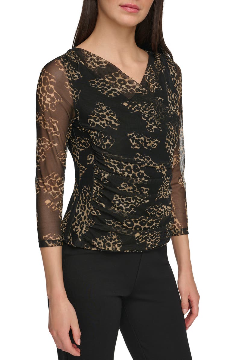 DKNY Surplice Mesh Top, Alternate, color, 