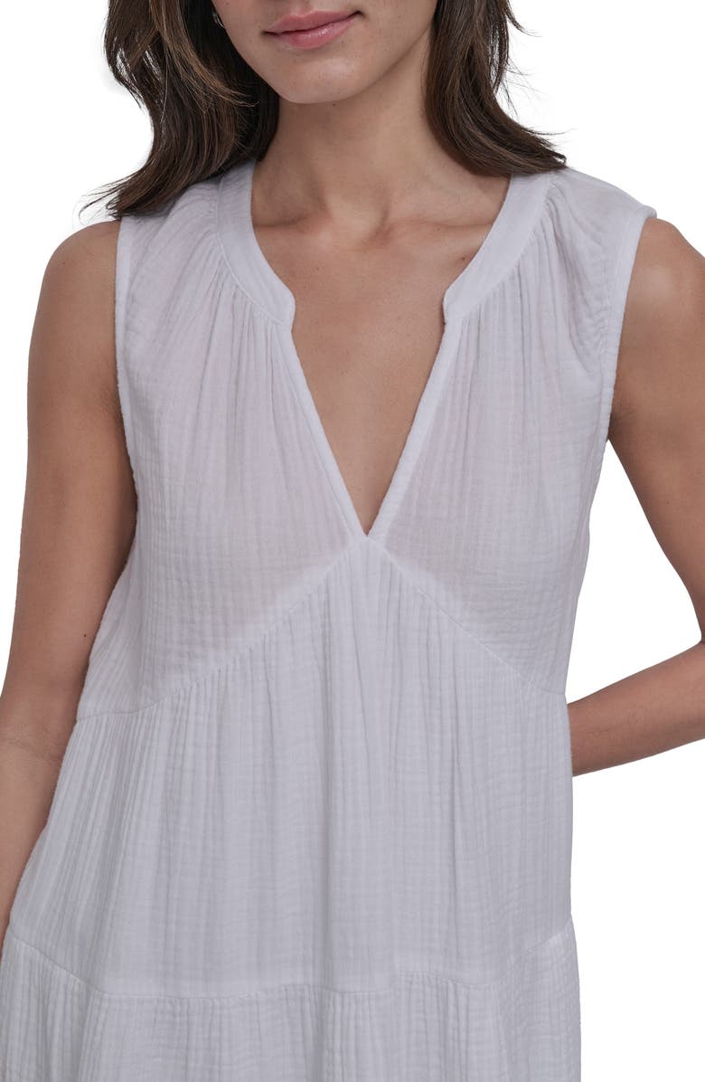DKNY Jeans Double Crepe Cotton Gauze Dress, Alternate, color, White