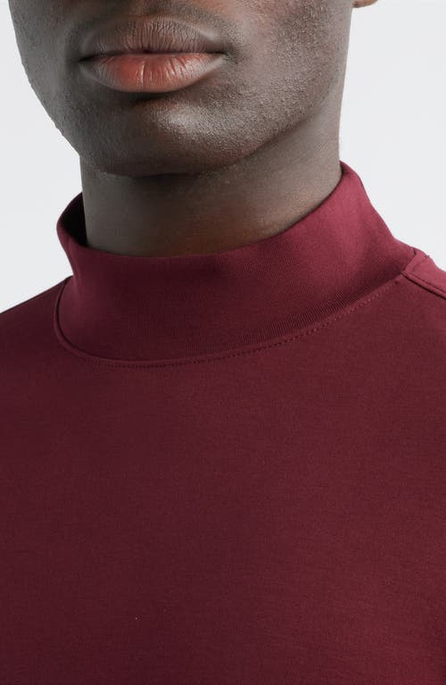 Scott Barber Pima Cotton Interlock Mock Neck Top In Burgundy