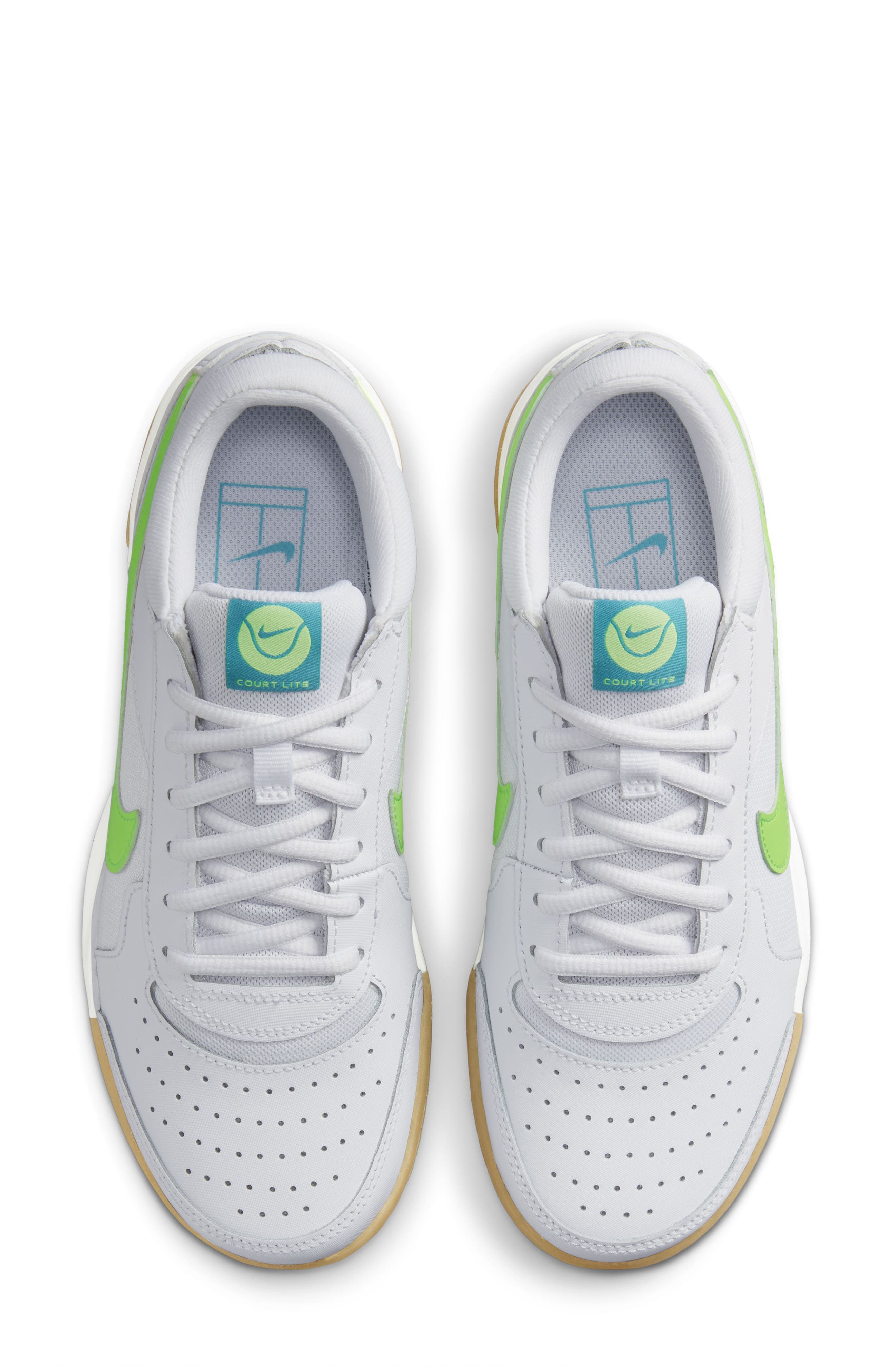 Nike Court Air Zoom Lite 3 Tennis Shoe, Alternate, color, White/ Teal/ Brown/ Lime
