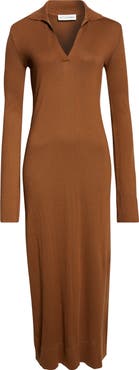 Altuzarra Arp Long Sleeve Cotton & Silk Polo Sweater Dress
