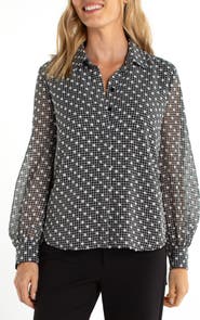 Liverpool Los Angeles Balloon Sleeve Button-Up Top