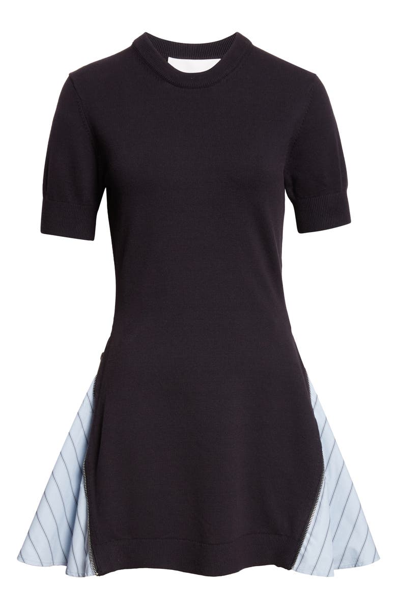 3.1 Phillip Lim Mixed Media Cotton Blend Minidress, Alternate, color, Black-Oxford Blue Multi