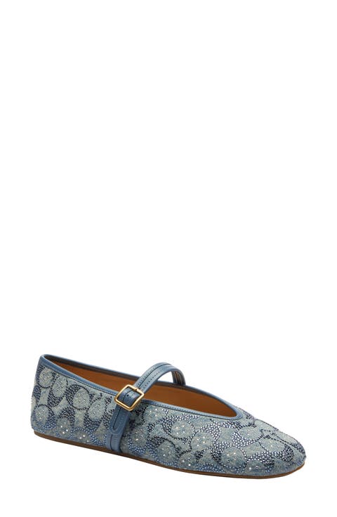 Crystal Monogram Denim Flat