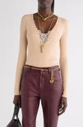 Chloé Fitted Wool Rib Henley Sweater