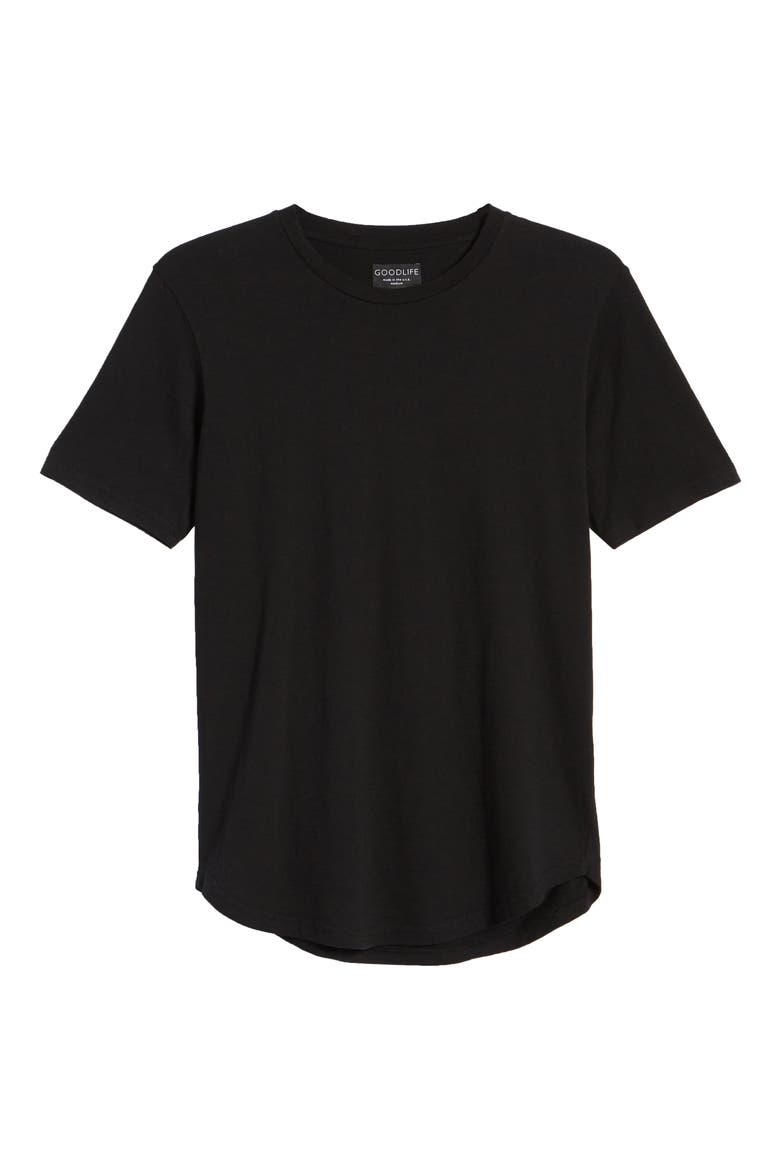 Scallop Slub Crewneck T-Shirt, Alternate, color, BLACK