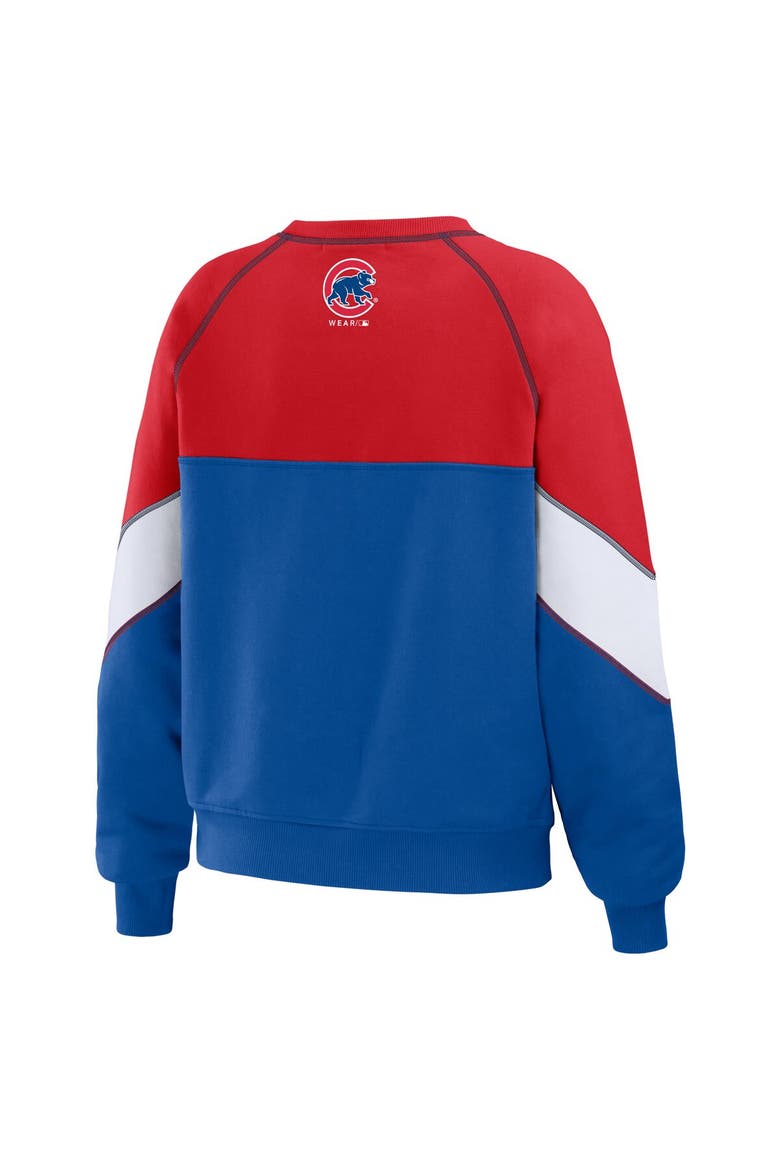 Women's WEAR by Erin Andrews Red/Royal Chicago Cubs Color Block Crew Neck Pullover Sweatshirt, Alternate, color, Red