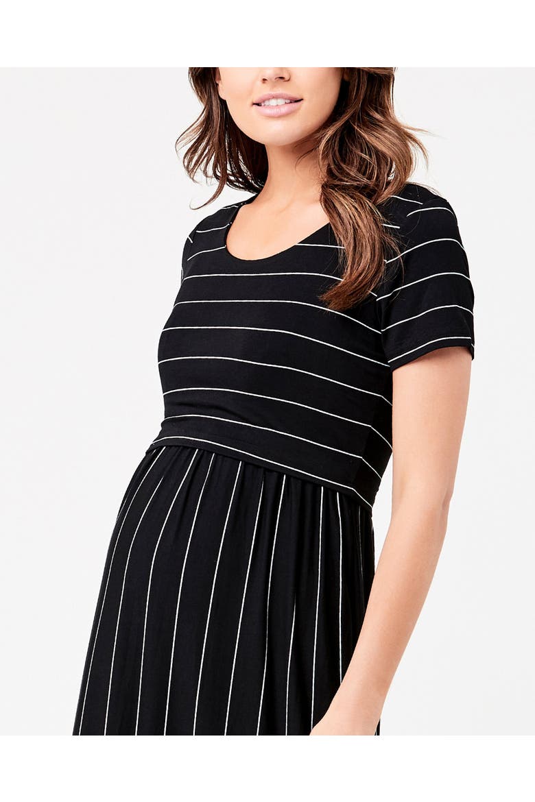 Maxi Crop Top Nursing Dress, Alternate, color, Black / Flint
