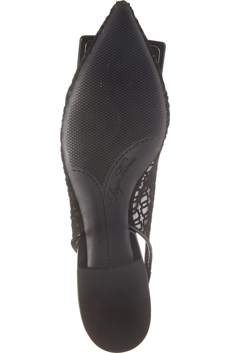 Roger Vivier Gommettine Embroidered Mesh Pointed Toe Slingback Flat, Alternate, color,