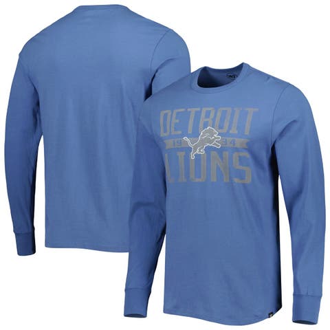 Men's '47 Blue Detroit Lions Brand Wide Out Franklin Long Sleeve T-Shirt