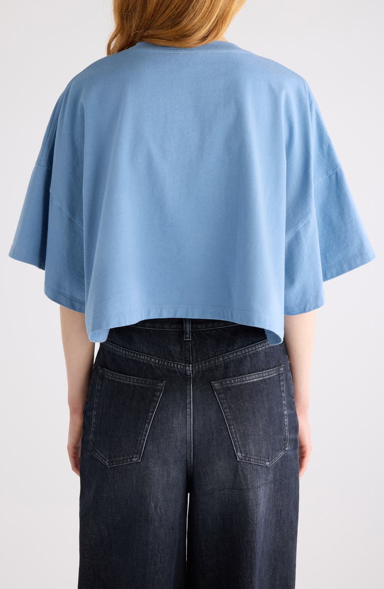 Chloé Oversize Signature Logo Crop Graphic T-Shirt, Alternate, color, Airy Blue