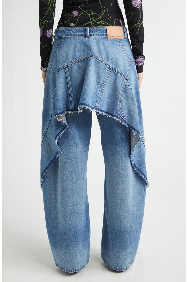 Deconstructed Curved Barrel Leg Jeans, Alternate, color, MID BLUE