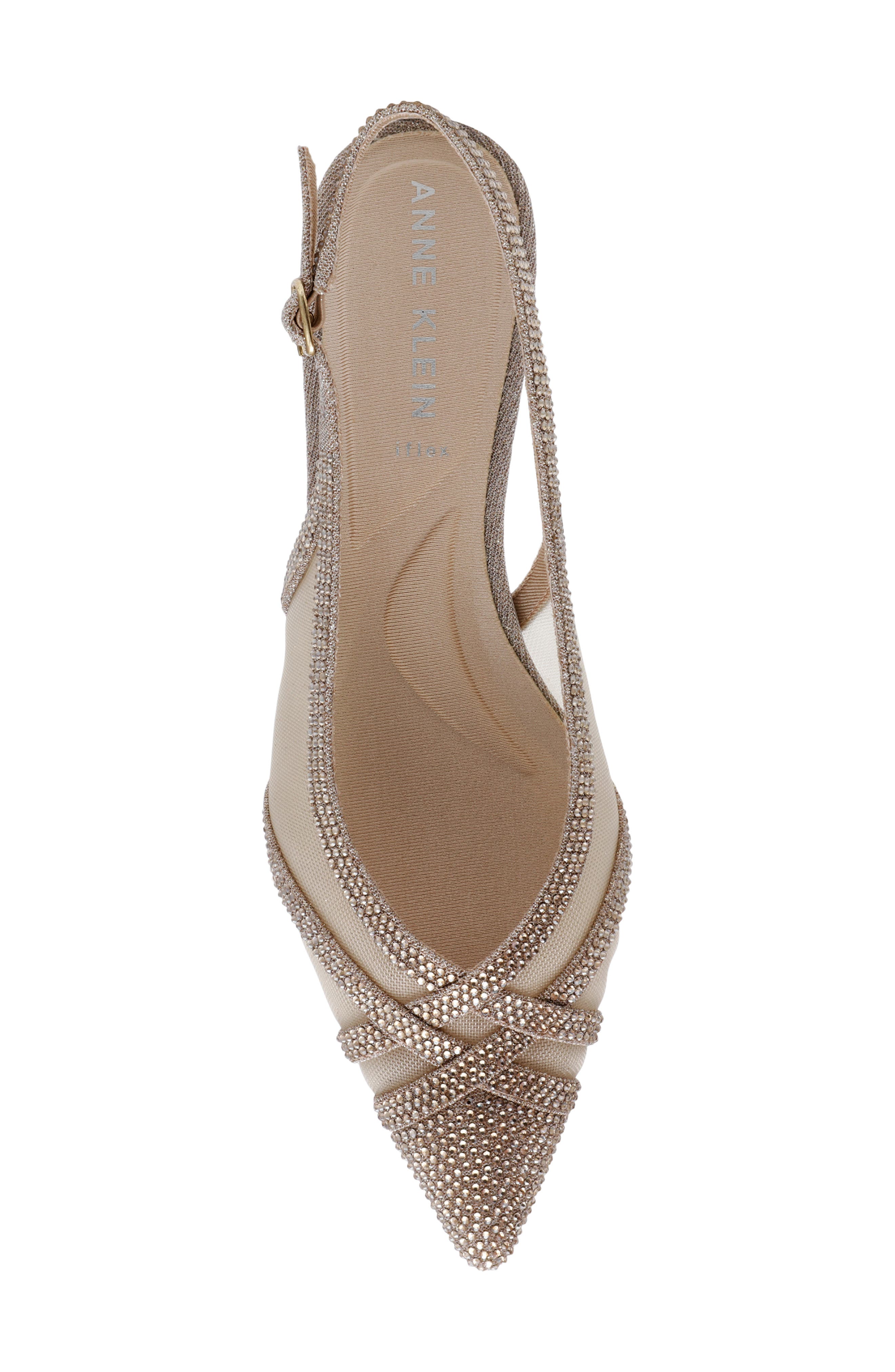 Anne Klein Jolene Kitten Heel Slingback Pump, Alternate, color, Platinum Crystal
