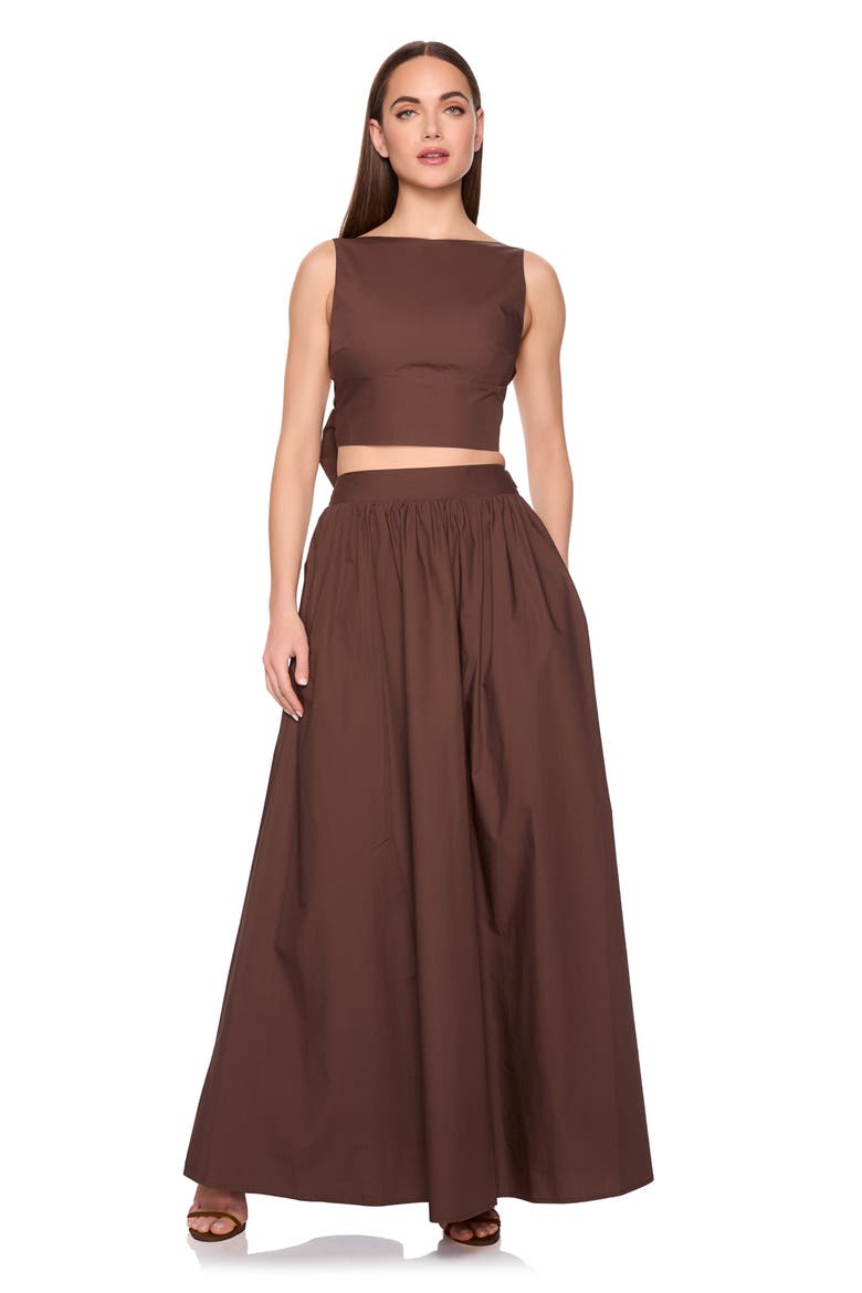 Cotton Poplin Maxi Skirt, Alternate, color, BROWN